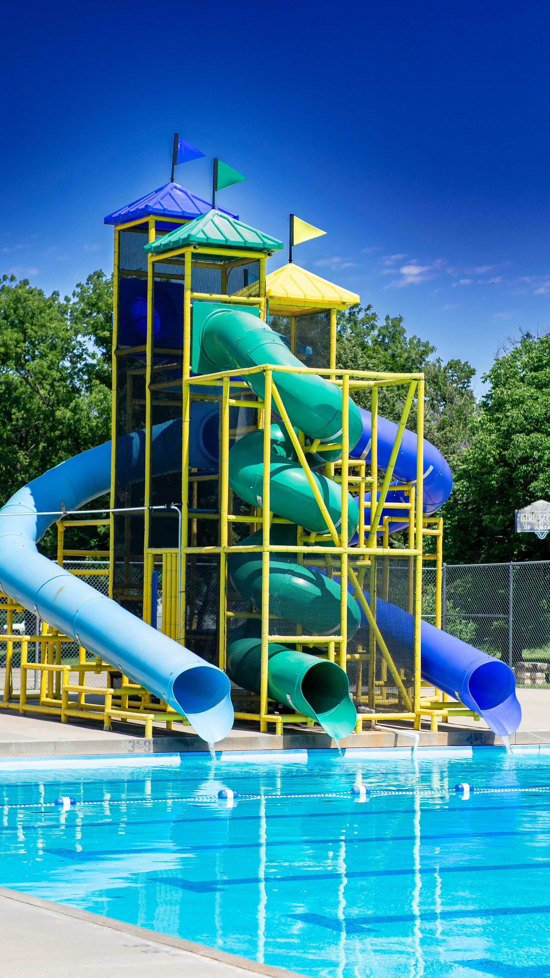 a picture of a set of three water slides